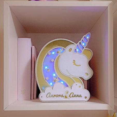 Lampada Unicorno con nomi - personalizzabile