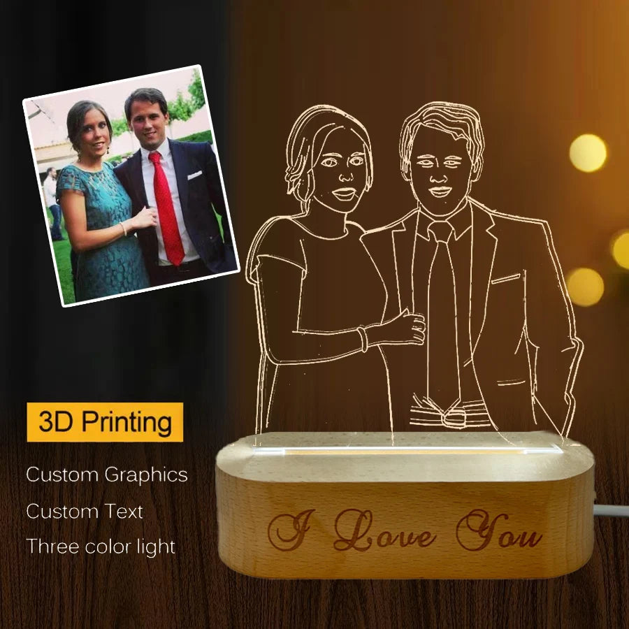 Lampada 3D personalizzata con foto personalizzata Foto e testo Luce notturna personalizzata Anniversario di matrimonio Compleanno Festa della mamma Festa del papà Regalo